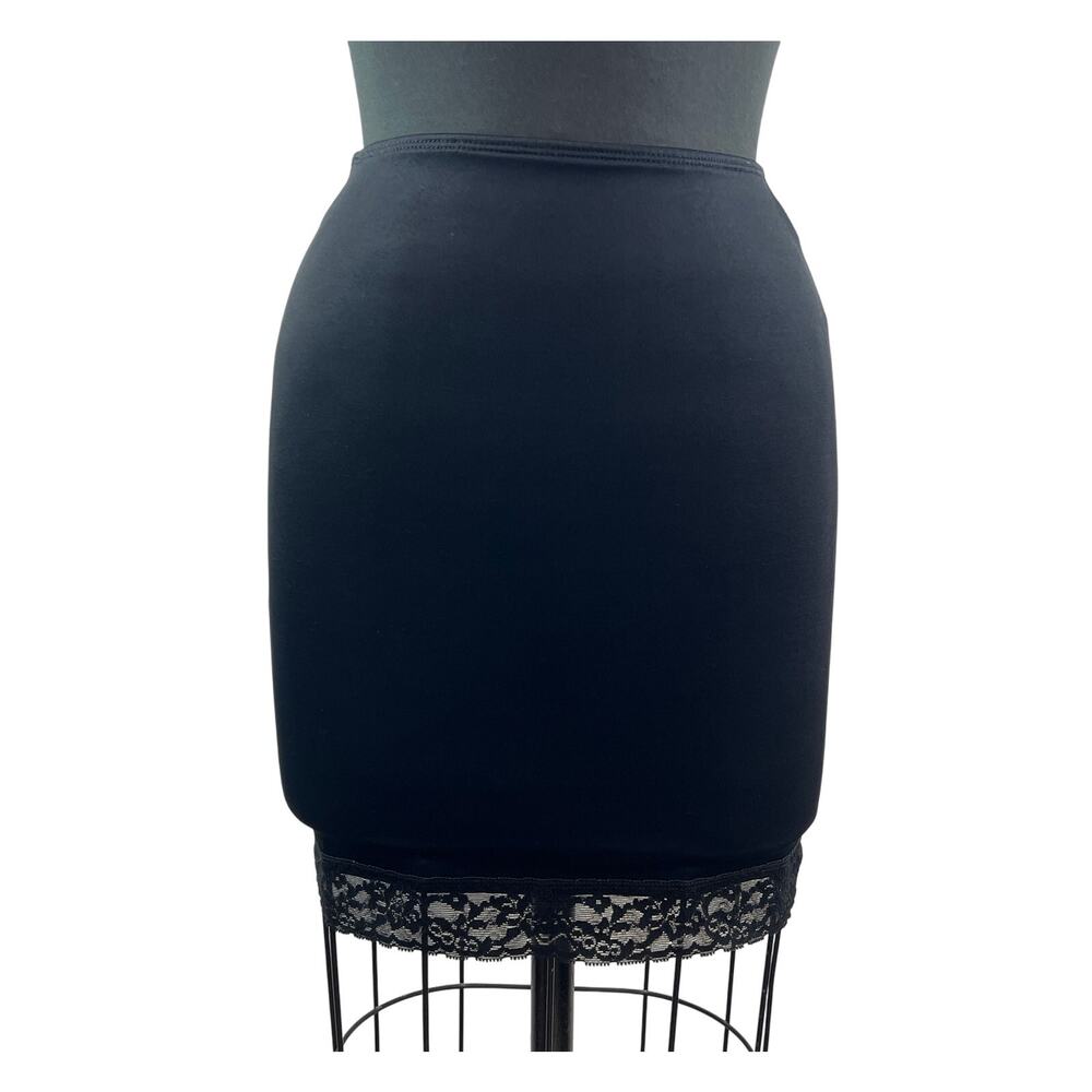Body Slimmers By Nancy Ganz Black Bodycon Mini Skirt Stretch Contrast Lace Sz M